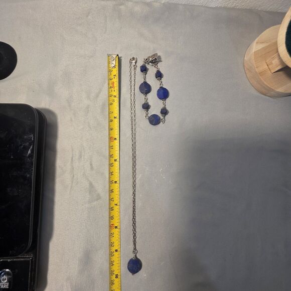 Vintage Natural Lapis and Sterling Silver Necklace And Bracelet - Picture 10 of 10